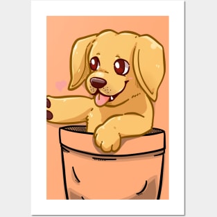 Pocket Cute Golden Labrador Dog Posters and Art